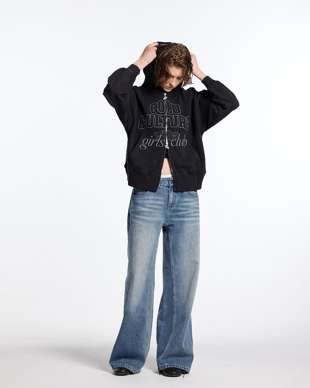 GIRLS CLUB ZIP HOODIE BLACK - Cold Culture