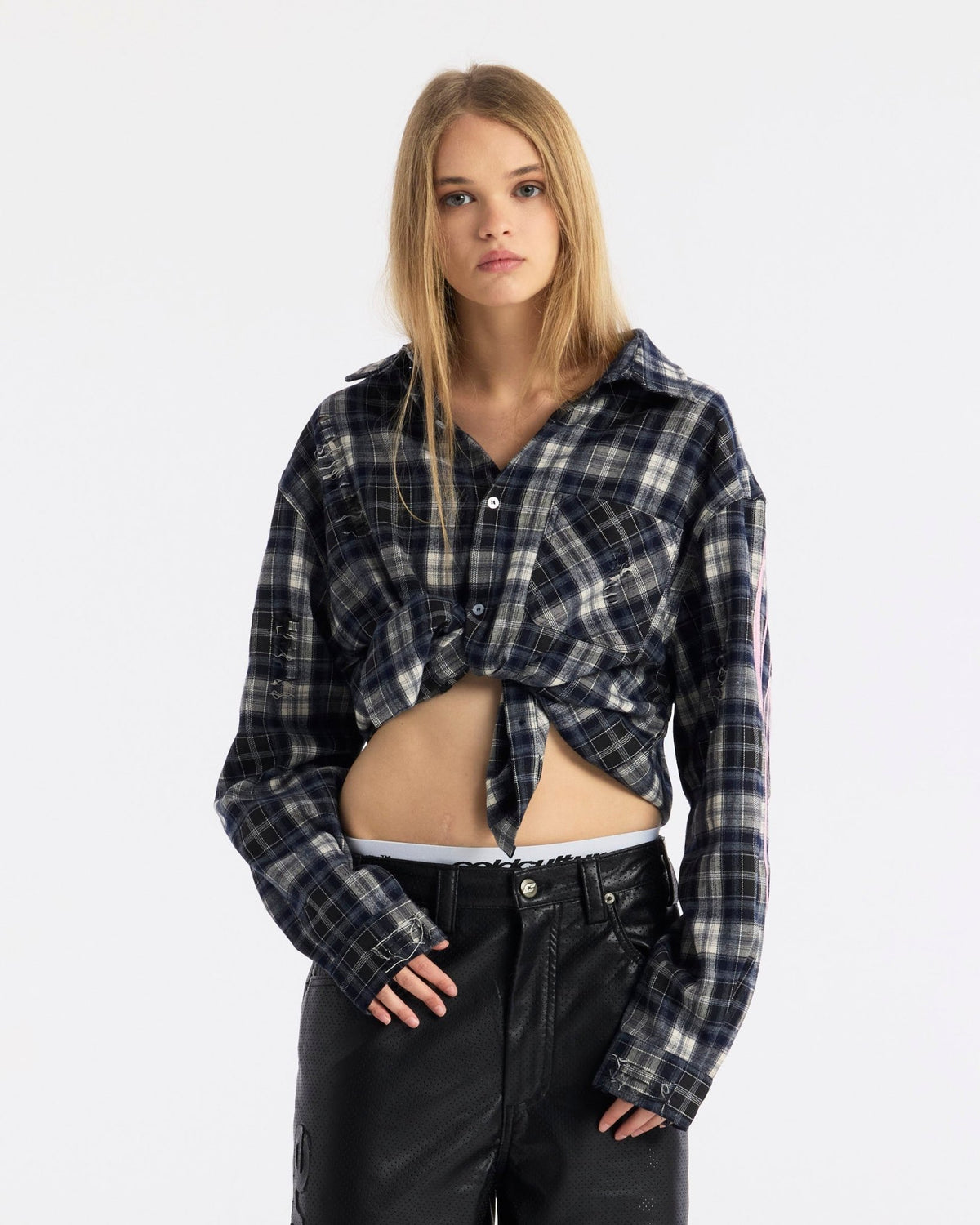 GLEENWOOD PLAID TARTAN SHIRT BLACK & WHITE - Cold Culture