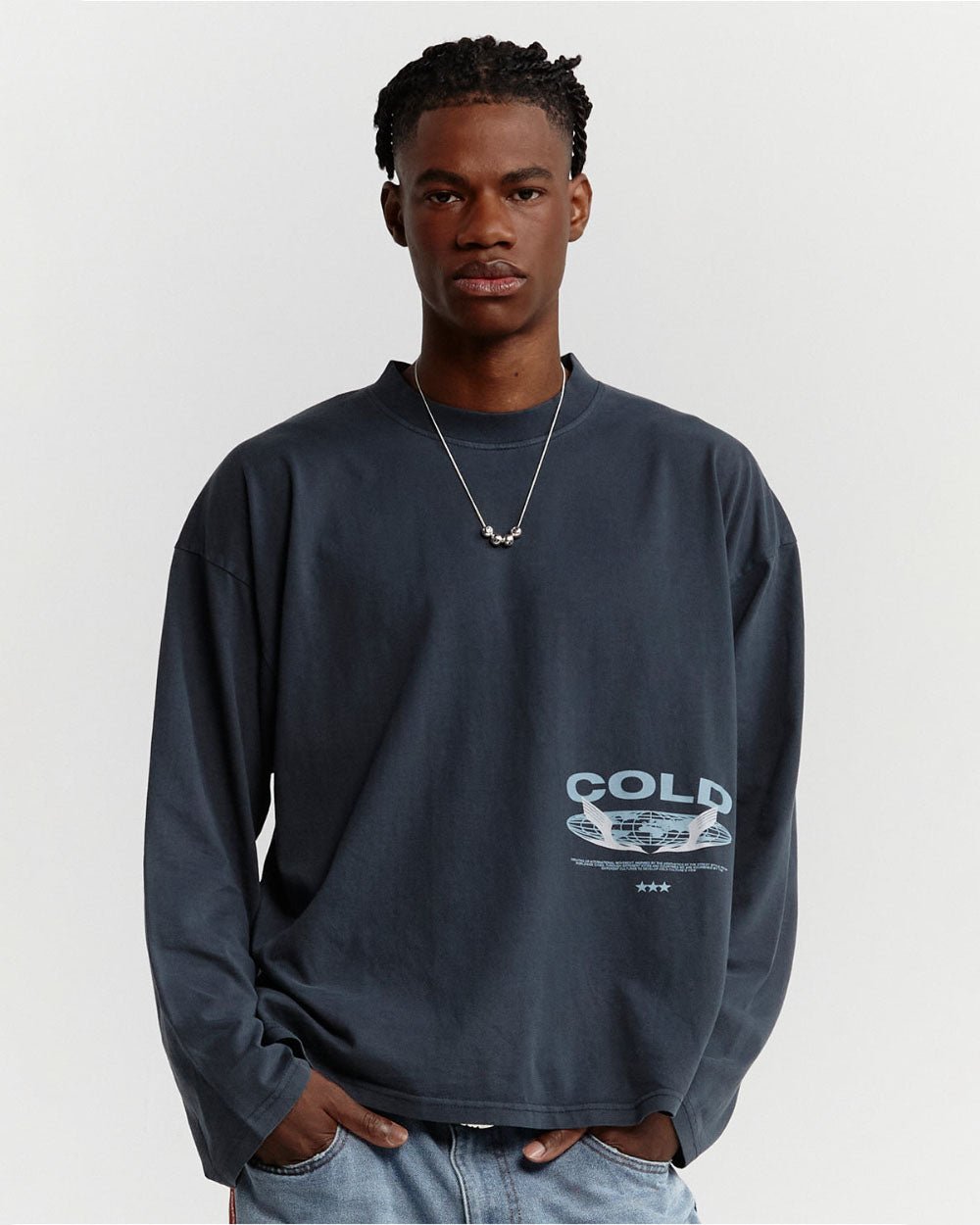 GLOBALIA LONGSLEEVE TEE DARK BLUE - COLD CULTURE