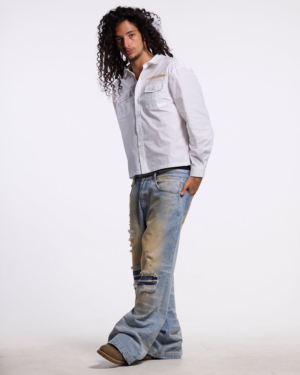 GLYPH LONGSLEEVE SHIRT WHITE - Cold Culture