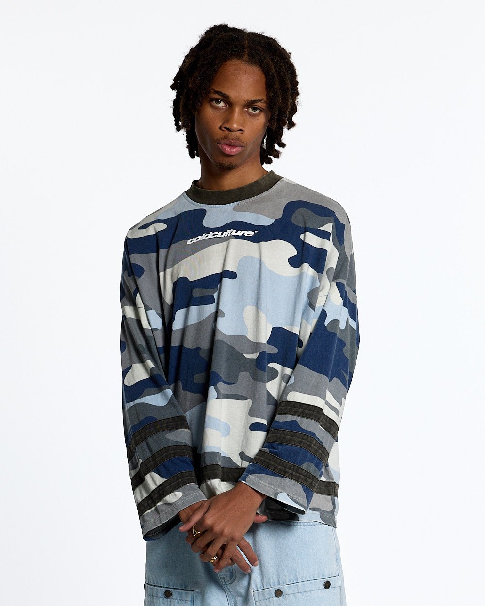 GOALKEEPER LONGSLEEVE HOCKEY TEE BLUE CAMO - COLD CULTURE