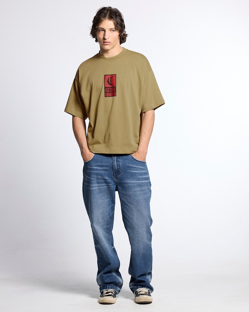 GOTHIC CURVED TEE GREEN - Cold Culture