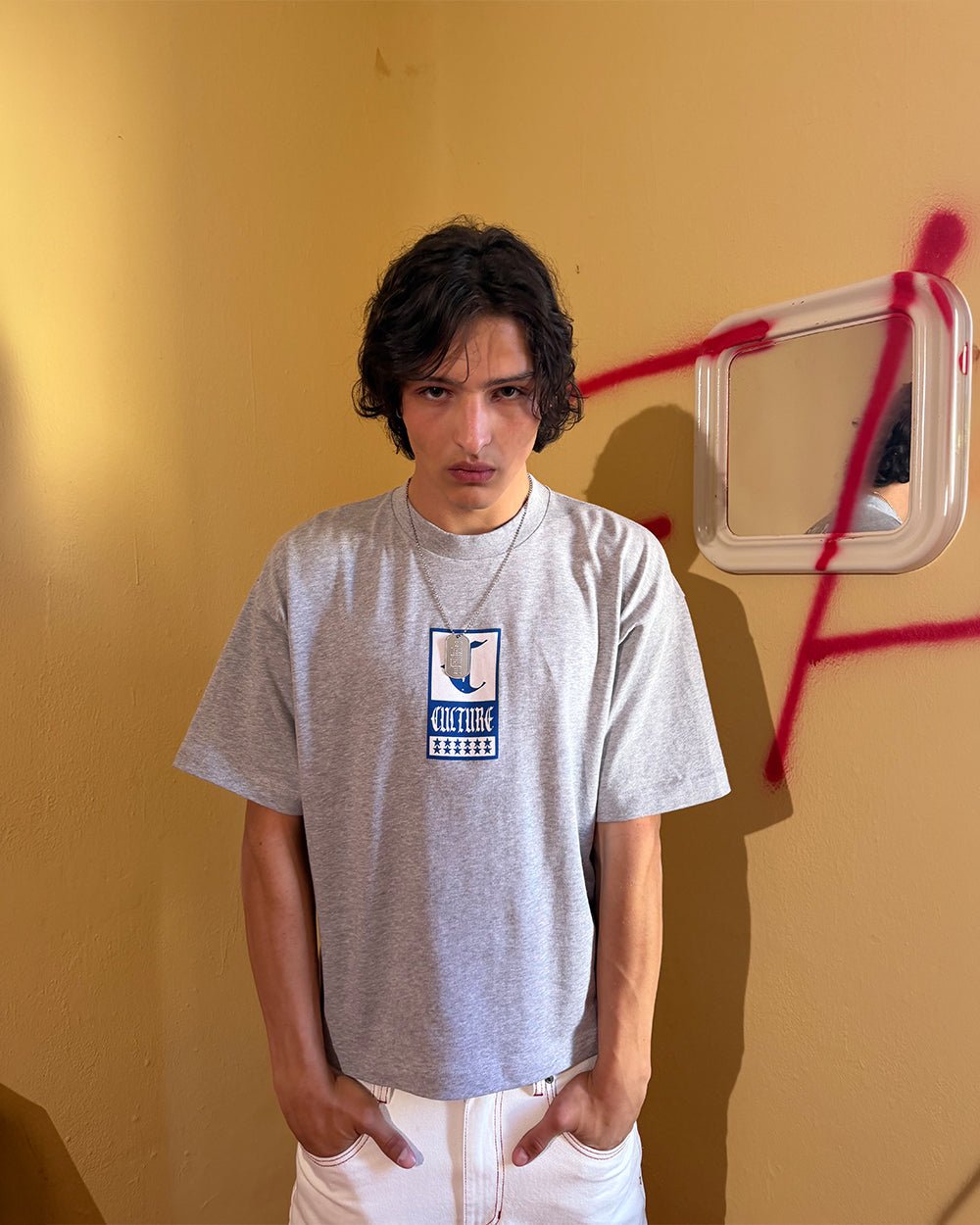 GOTHIC CURVED TEE GREY - Cold Culture