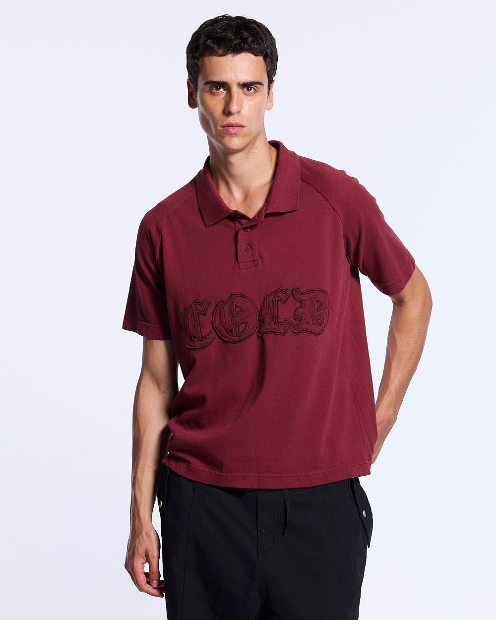 GOTHIC DISTRESSED POLO BURGUNDY - Cold Culture