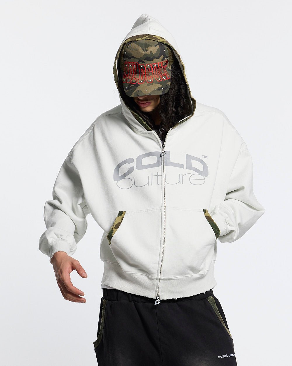 GREY OPS ZIP HOODIE LIGHT GREY - Cold Culture