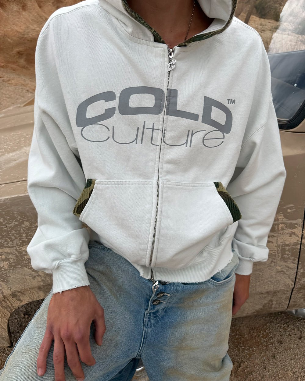 GREY OPS ZIP HOODIE LIGHT GREY - Cold Culture