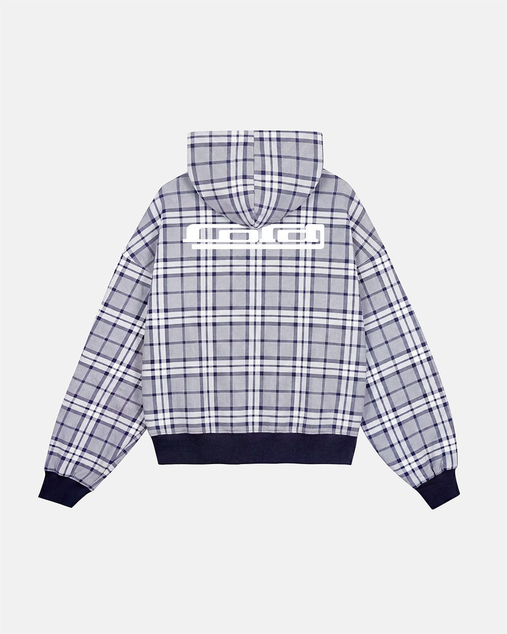 GRID ZIP HOODIE TARTAN DARK BLUE/GREY - Cold Culture