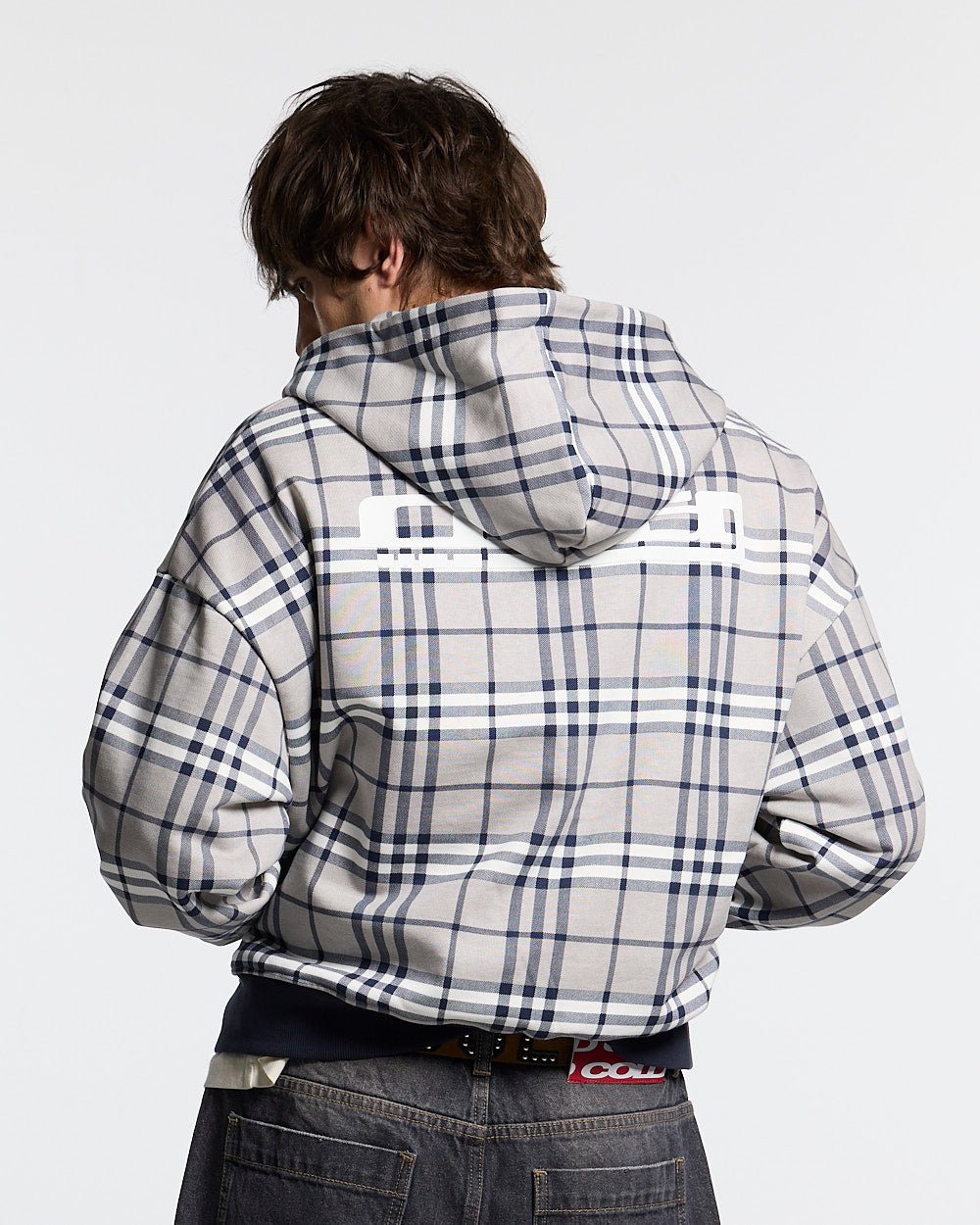 GRID ZIP HOODIE TARTAN DARK BLUE/GREY