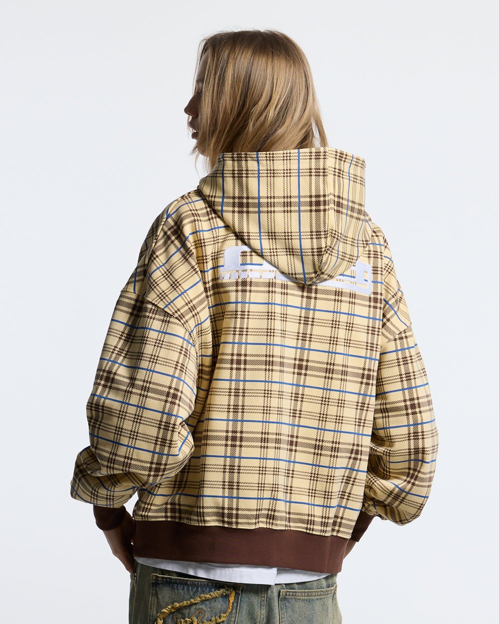 GRID ZIP HOODIE YELLOW & BROWN - Cold Culture