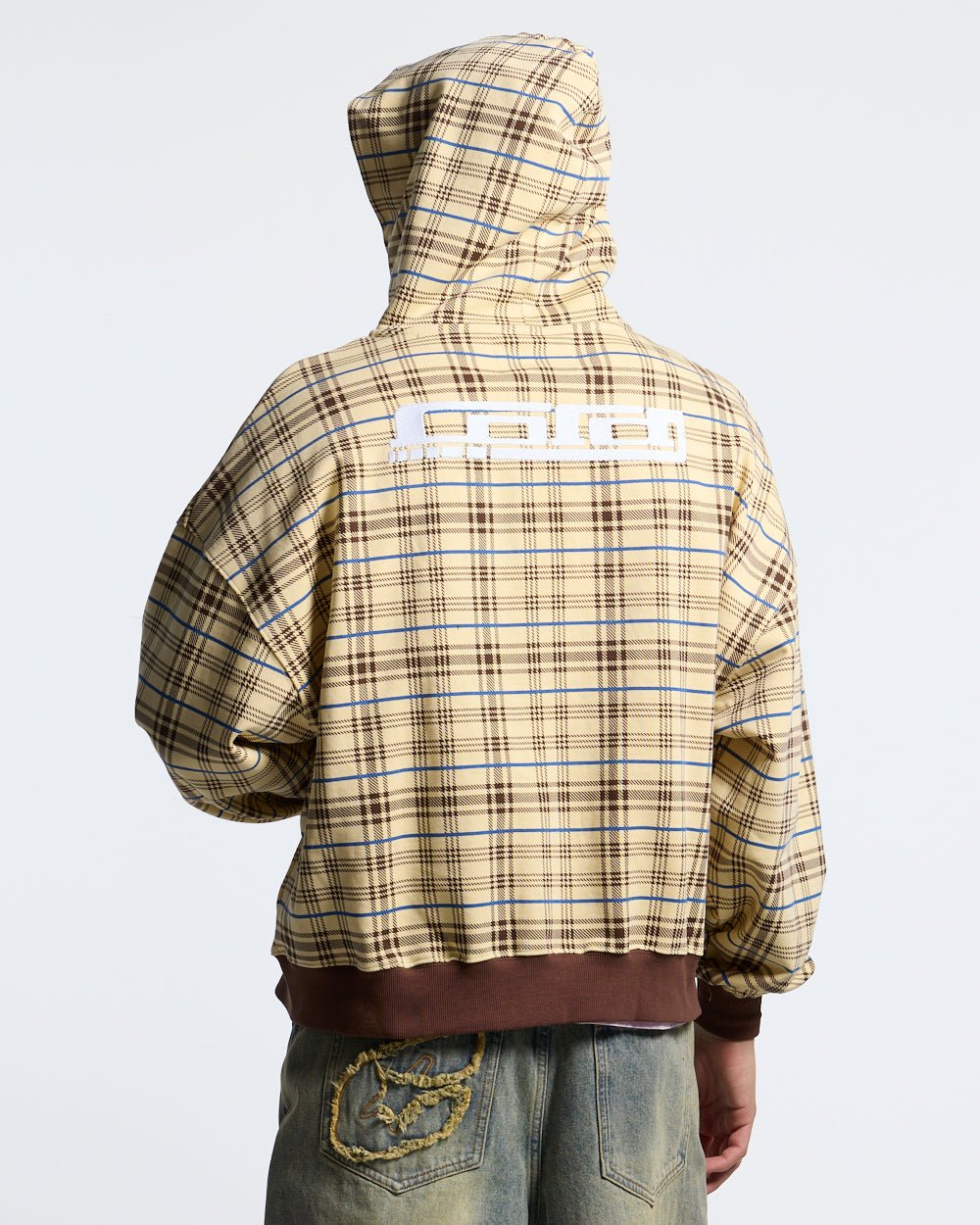 GRID ZIP HOODIE YELLOW & BROWN - Cold Culture