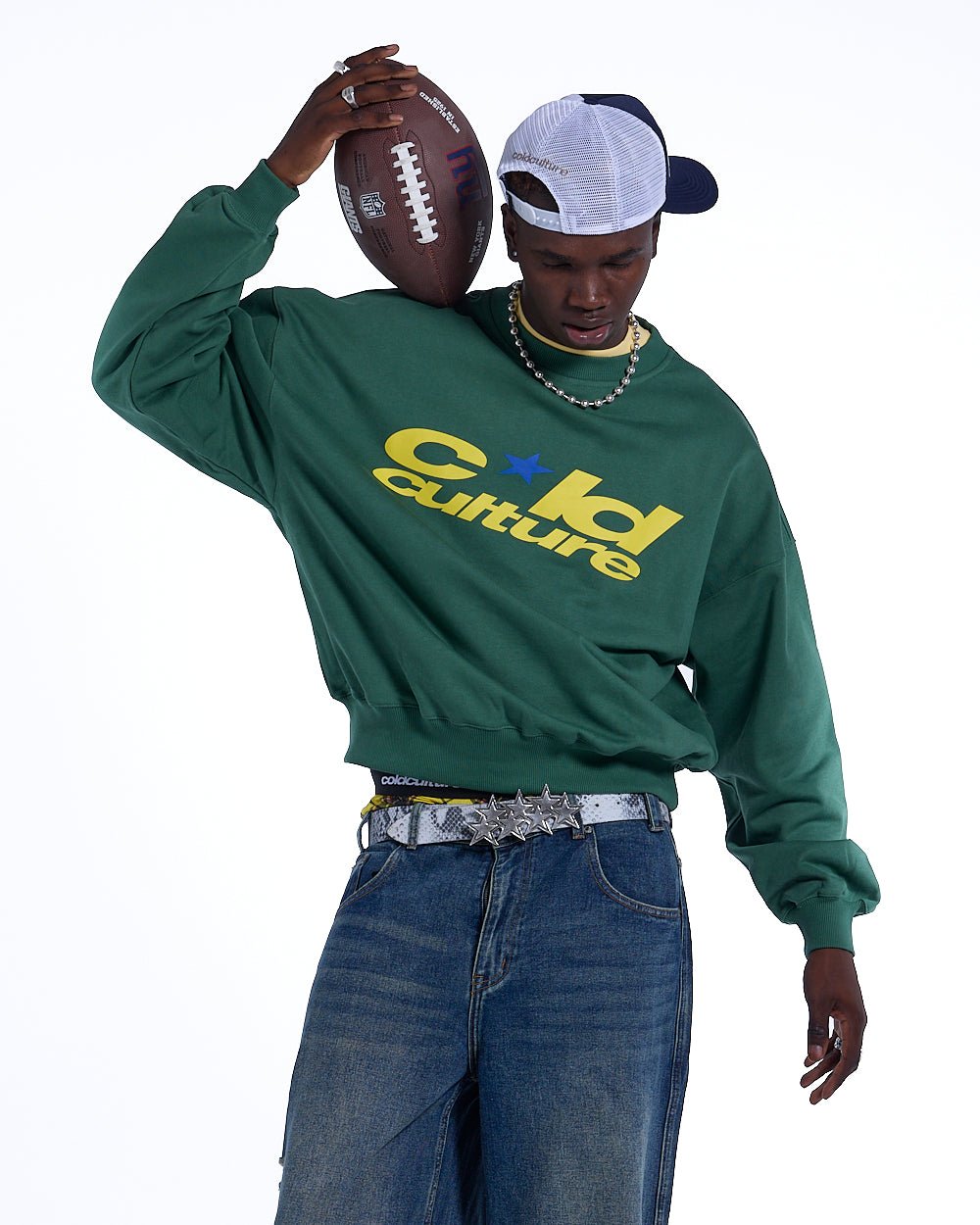HARPER CREWNECK GREEN & YELLOW - COLD CULTURE