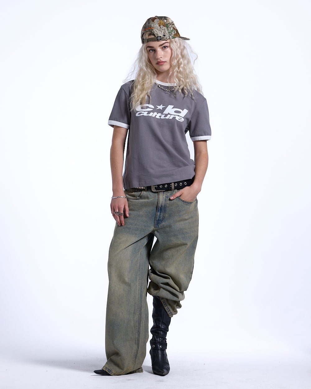 HARPER TEE ASH GREY AND WHITE - COLD CULTURE