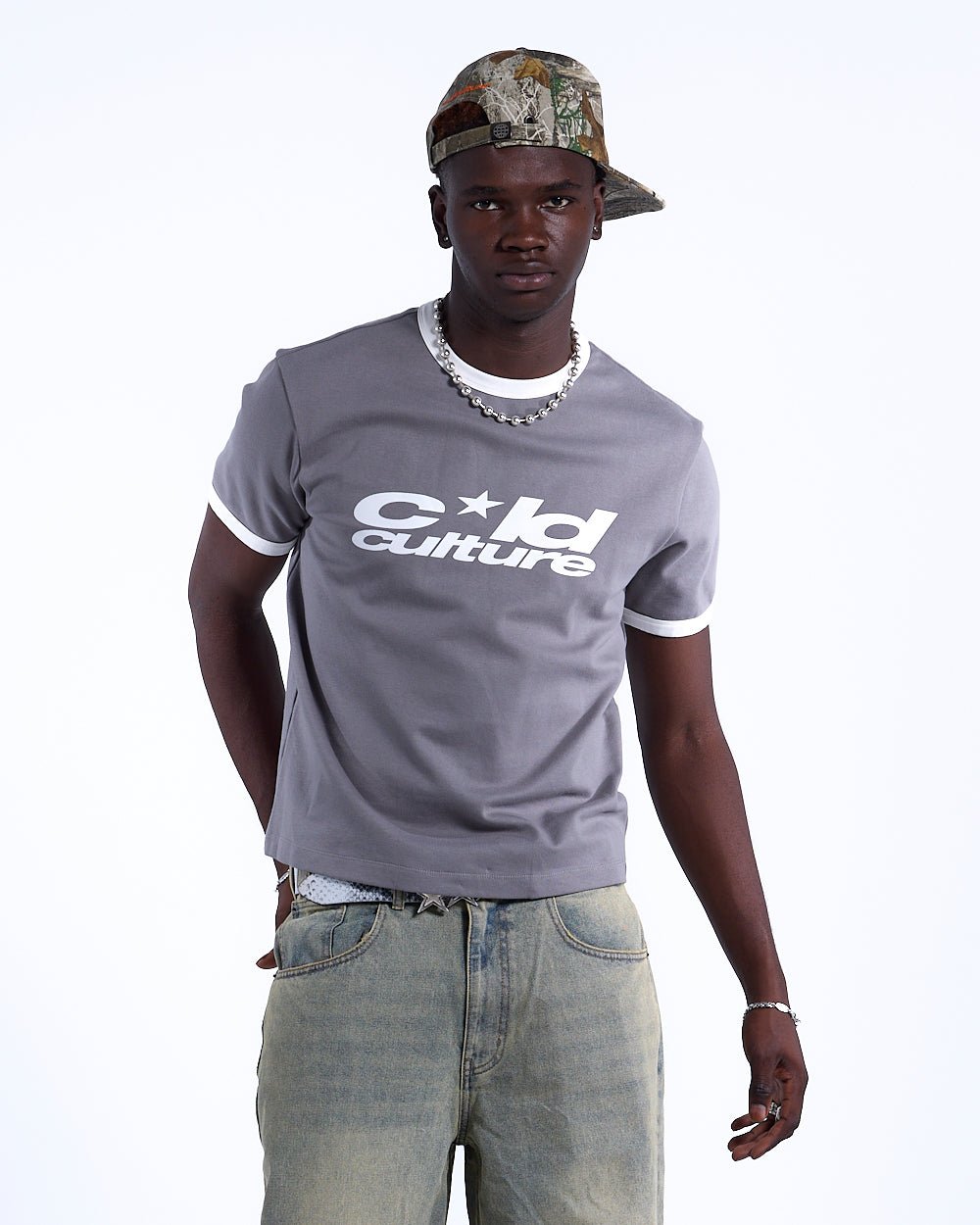 HARPER TEE ASH GREY AND WHITE - COLD CULTURE