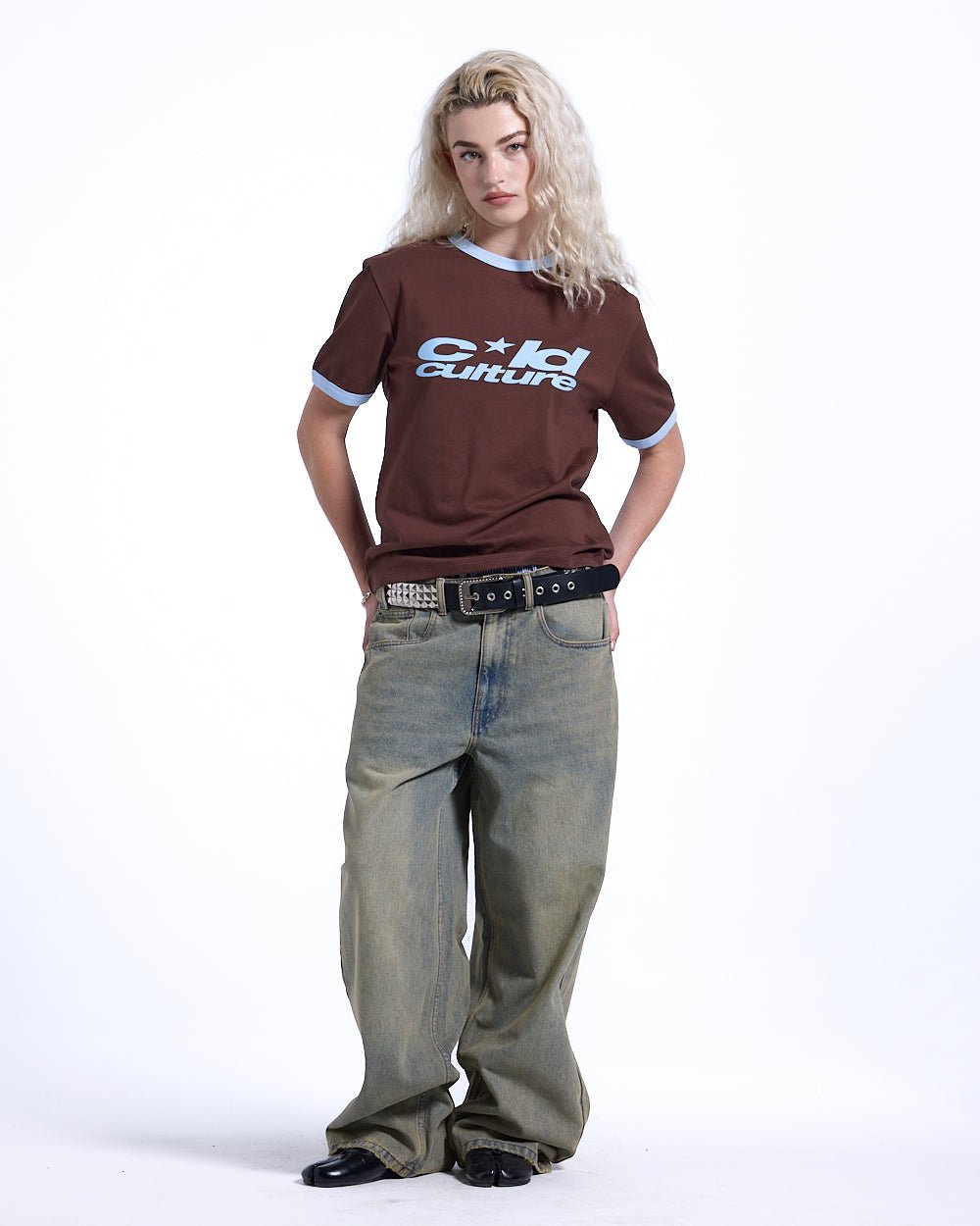 HARPER TEE BROWN AND BLUE - COLD CULTURE