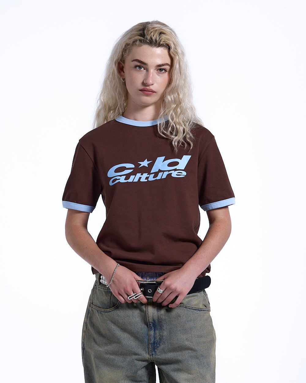 HARPER TEE BROWN AND BLUE - COLD CULTURE