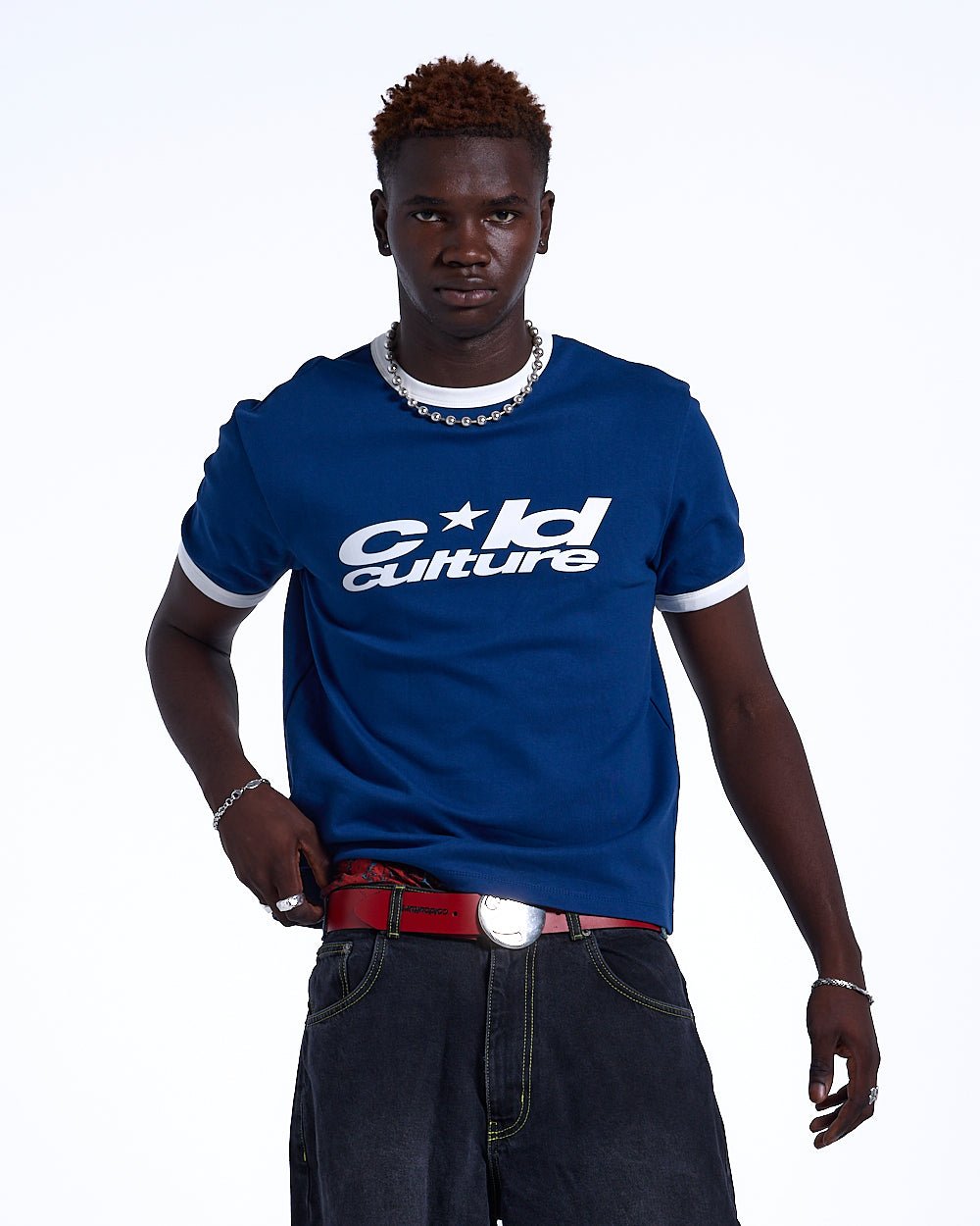 HARPER TEE DARK BLUE AND WHITE - COLD CULTURE