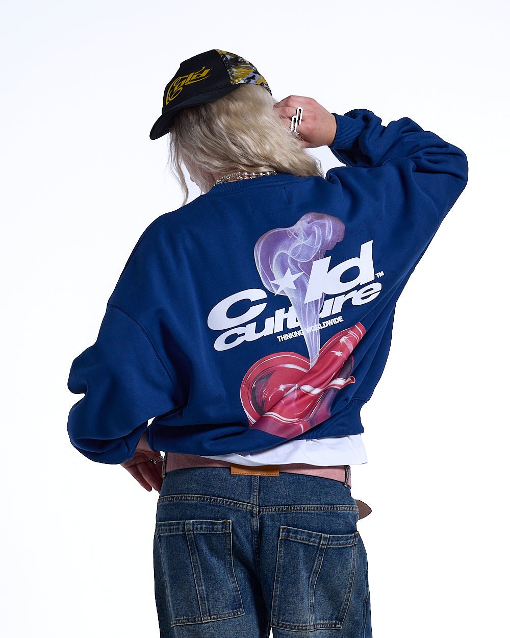 HEART ASHTRAY CREWNECK DARK BLUE - COLD CULTURE
