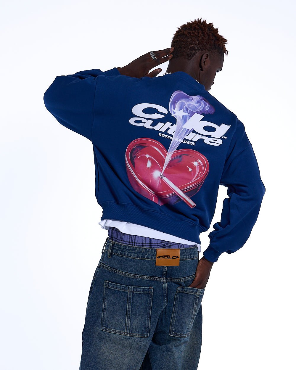 HEART ASHTRAY CREWNECK DARK BLUE - COLD CULTURE