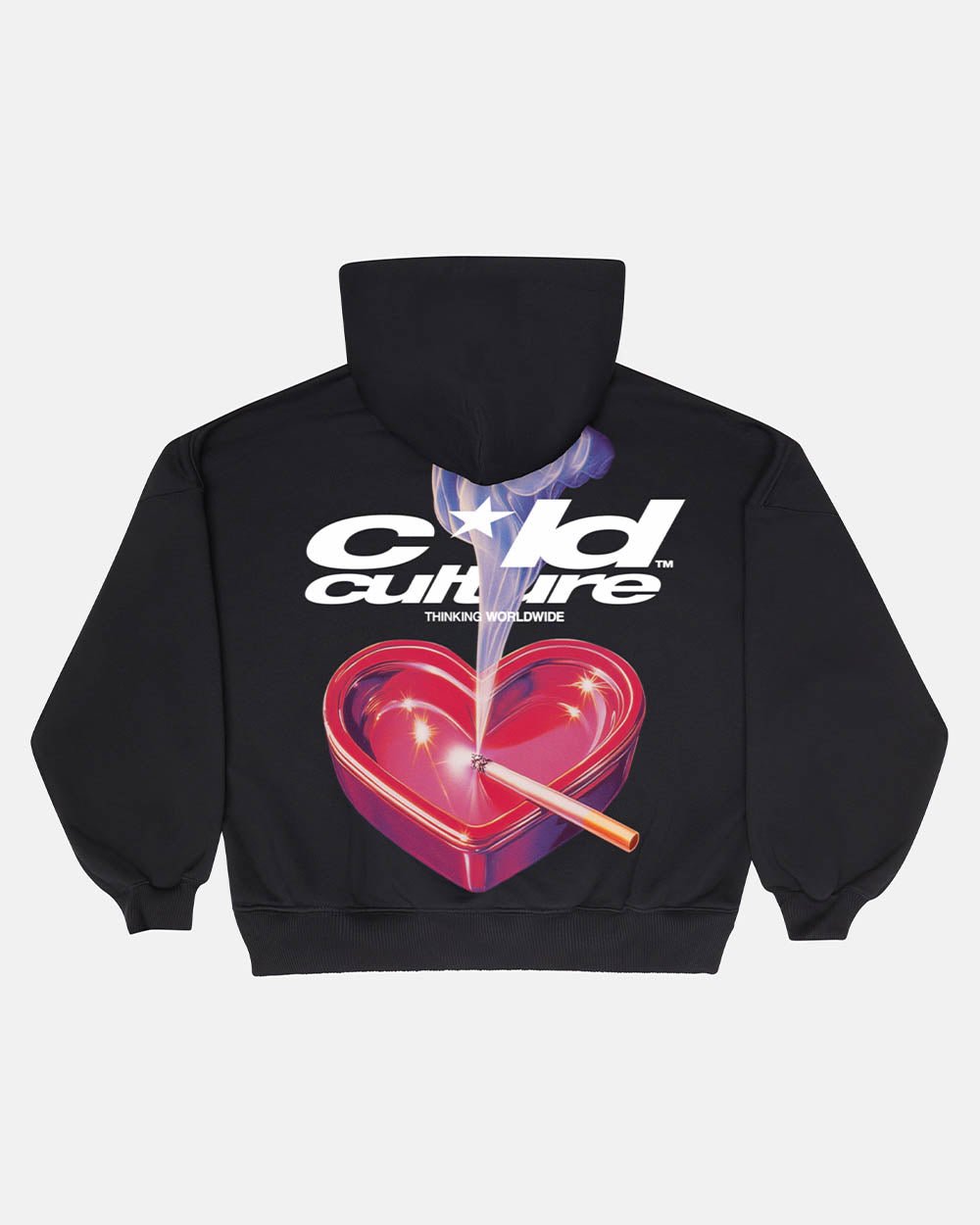 HEART ASHTRAY HOODIE BLACK - COLD CULTURE