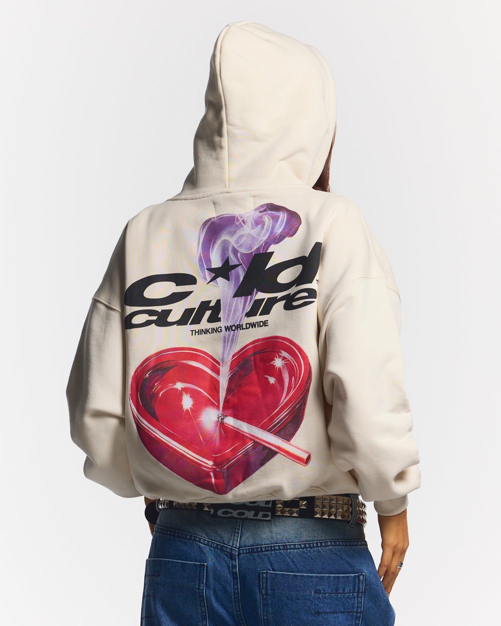 HEART ASHTRAY HOODIE GREY - COLD CULTURE