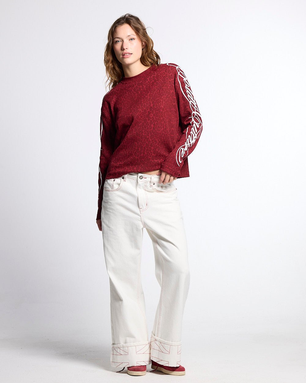 HIDDEN CHEETAH LONGSLEEVE BURGUNDY - Cold Culture