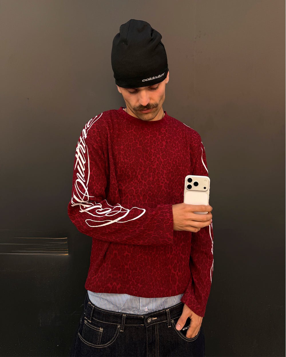 HIDDEN CHEETAH LONGSLEEVE BURGUNDY - Cold Culture