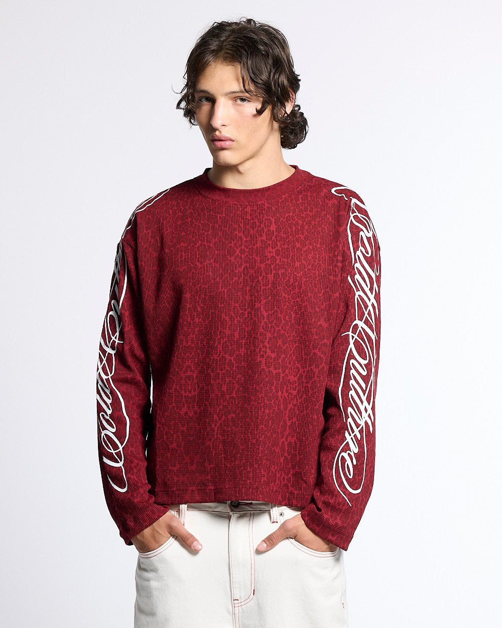 HIDDEN CHEETAH LONGSLEEVE BURGUNDY - Cold Culture