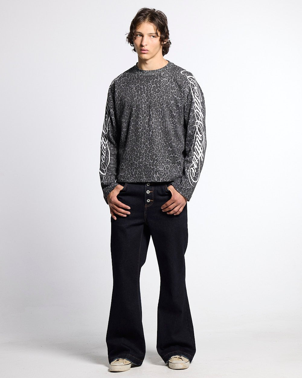 HIDDEN CHEETAH LONGSLEEVE DARK GREY - Cold Culture