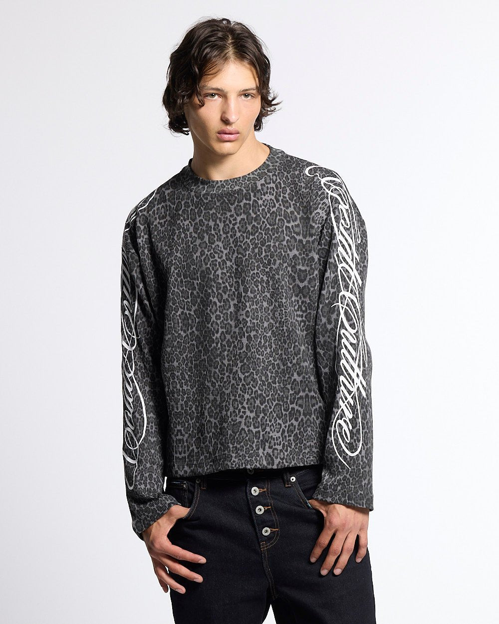 HIDDEN CHEETAH LONGSLEEVE DARK GREY - Cold Culture