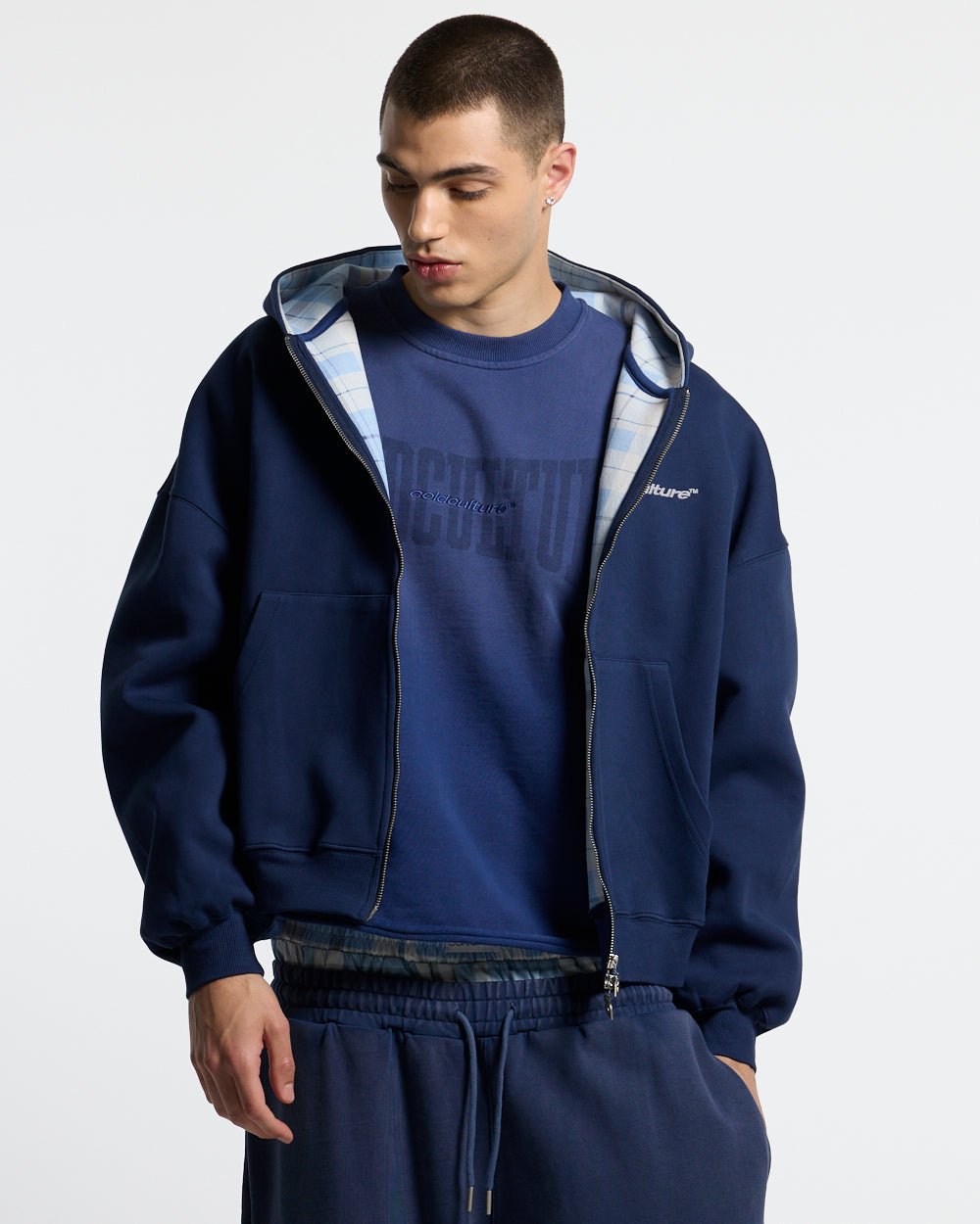 HIDE AND SEEK ZIP HOODIE NAVY - Cold Culture
