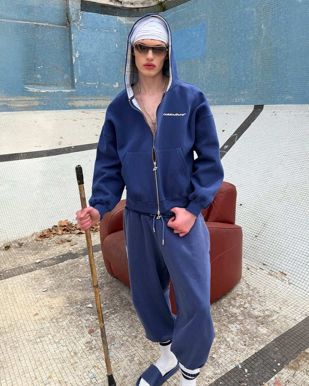 HIDE AND SEEK ZIP HOODIE NAVY - Cold Culture