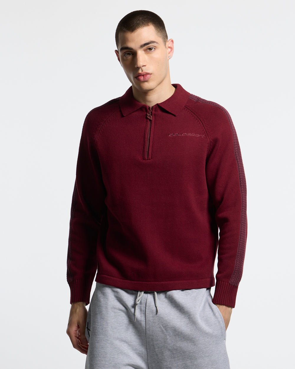 HIGHWAY QUARTER ZIP KNIT BURGUNDY - Cold Culture
