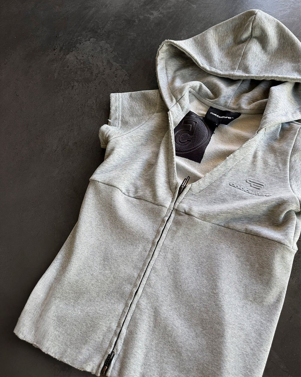 HOODED BABY ZIP TEE HEATHER GREY - Cold Culture