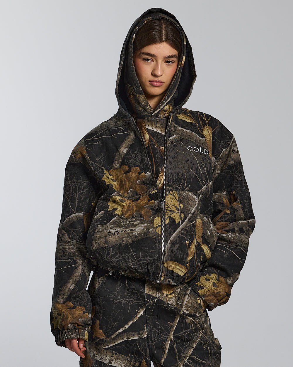 HOODED JACKET REALTREE BLACK - COLD CULTURE