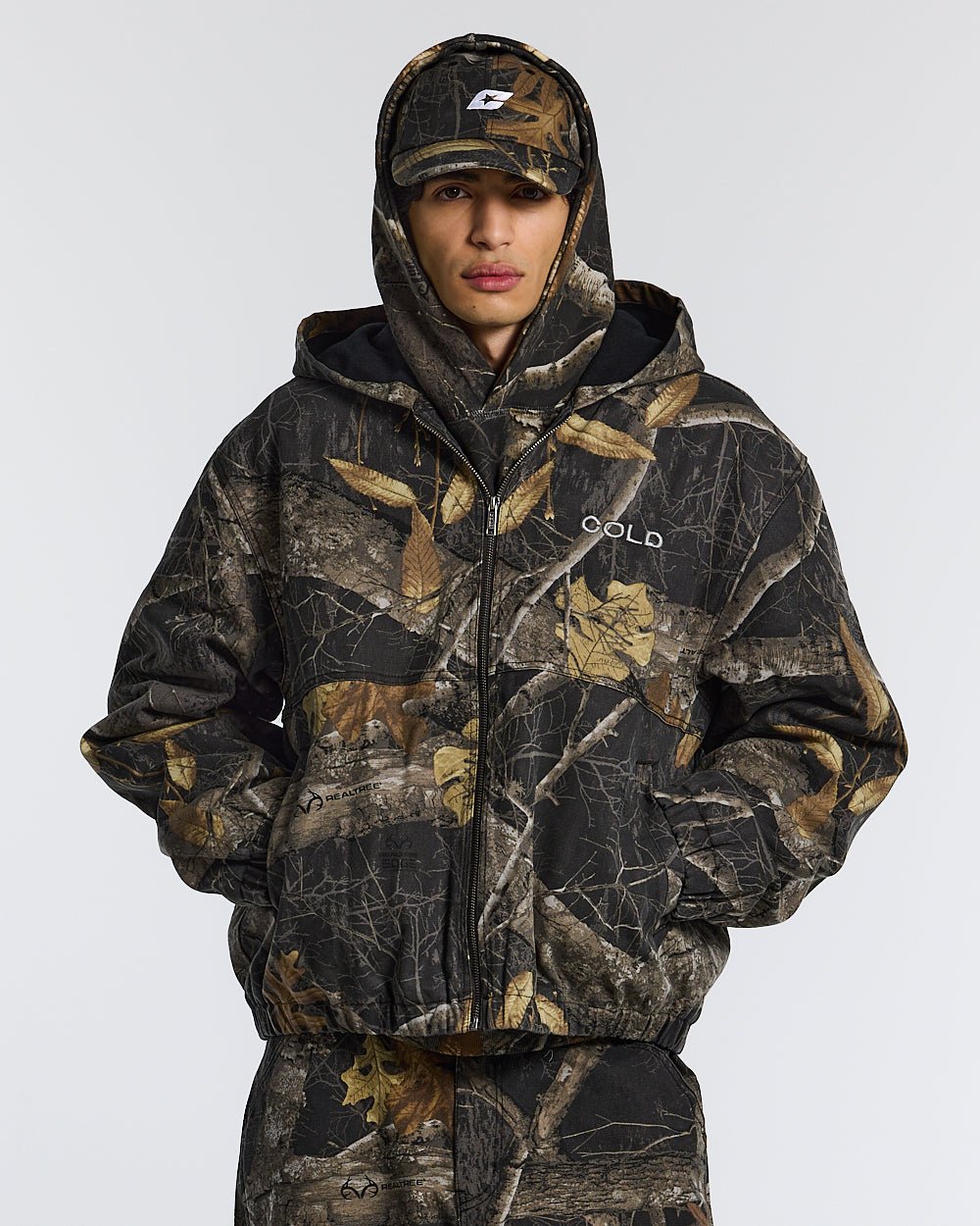 HOODED JACKET REALTREE BLACK - COLD CULTURE