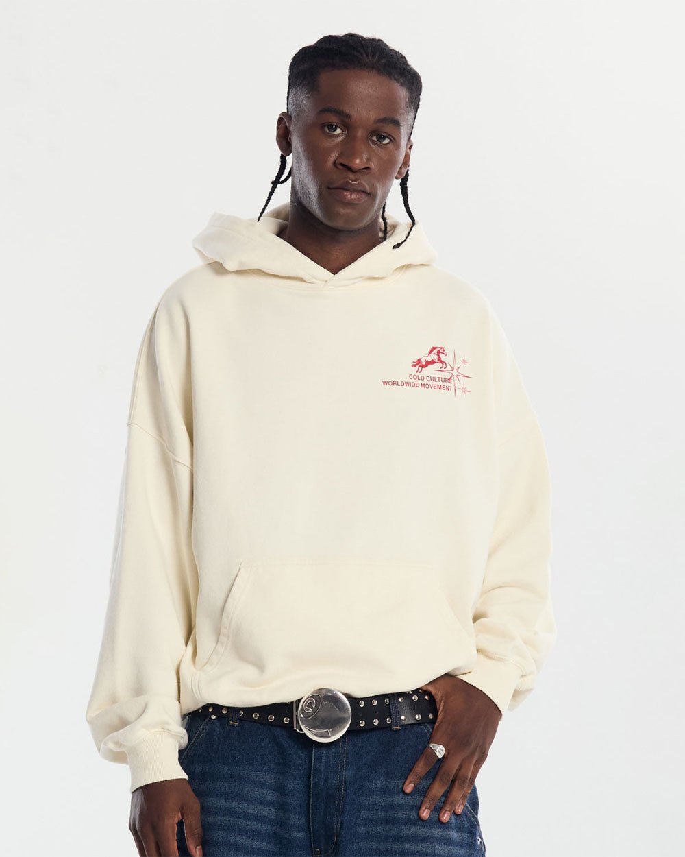 HORSES HOODIE IVORY WHITE - COLD CULTURE