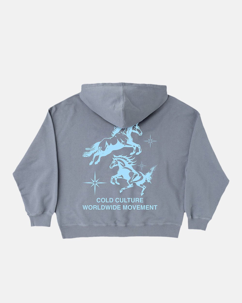 HORSES HOODIE MEDIUM BLUE - COLD CULTURE