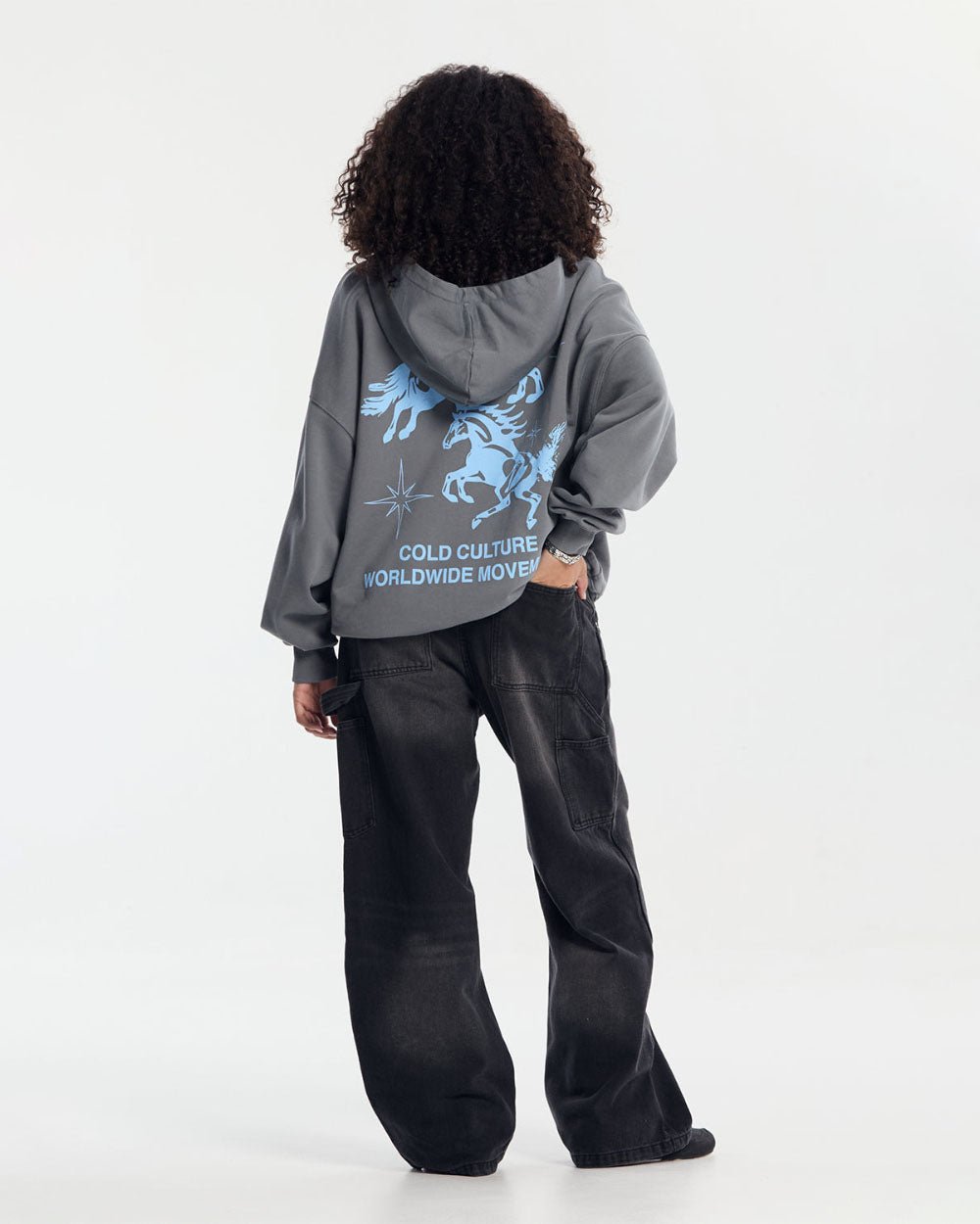 HORSES HOODIE MEDIUM BLUE - COLD CULTURE