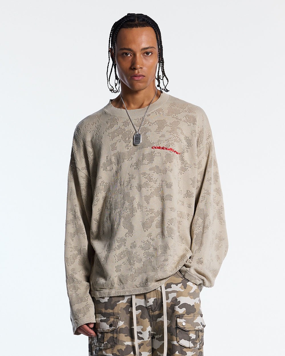 HURRACAINE LONGSLEEVE KNIT BEIGE - Cold Culture
