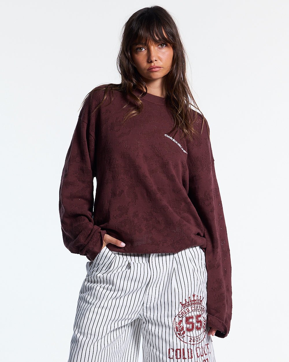 HURRACAINE LONGSLEEVE KNIT BROWN - Cold Culture