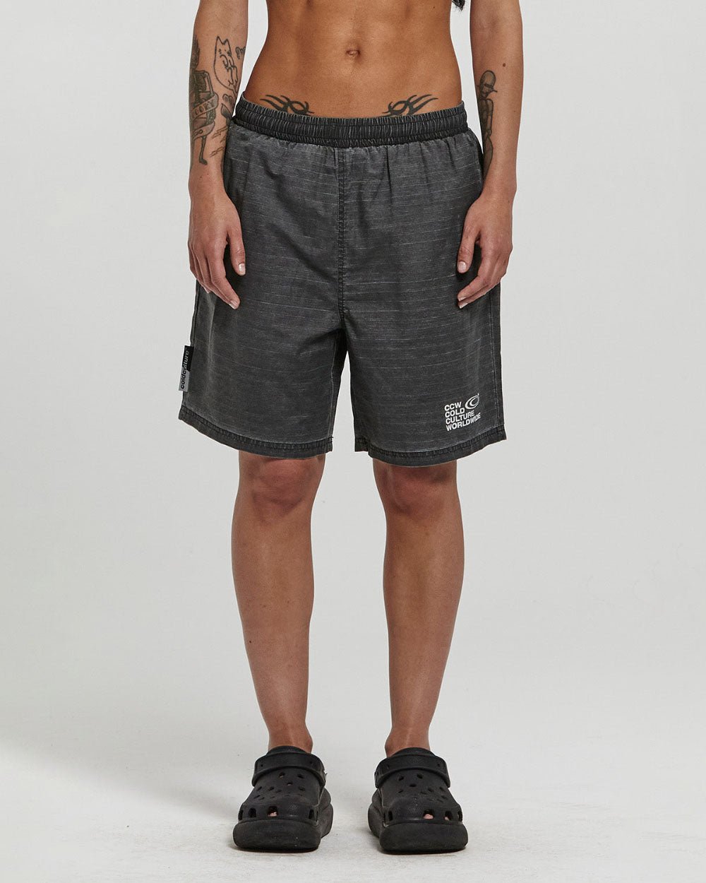 INDUSTRIAL SWIM SHORTS BLACK DYED - COLD CULTURE