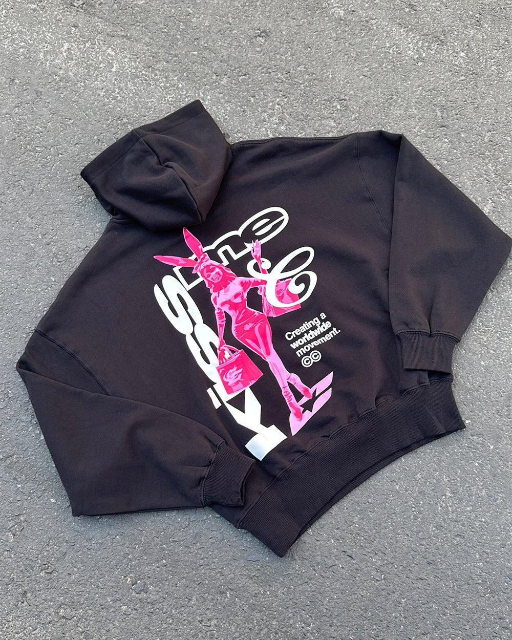 KISS THE BUNNY HOODIE BLACK - COLD CULTURE