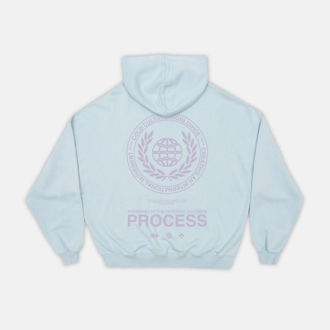 LAUREL WORLD HOODIE PALE BLUE - Cold Culture