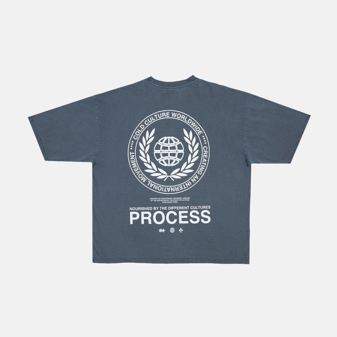 LAUREL WORLD TEE DARK BLUE - Cold Culture