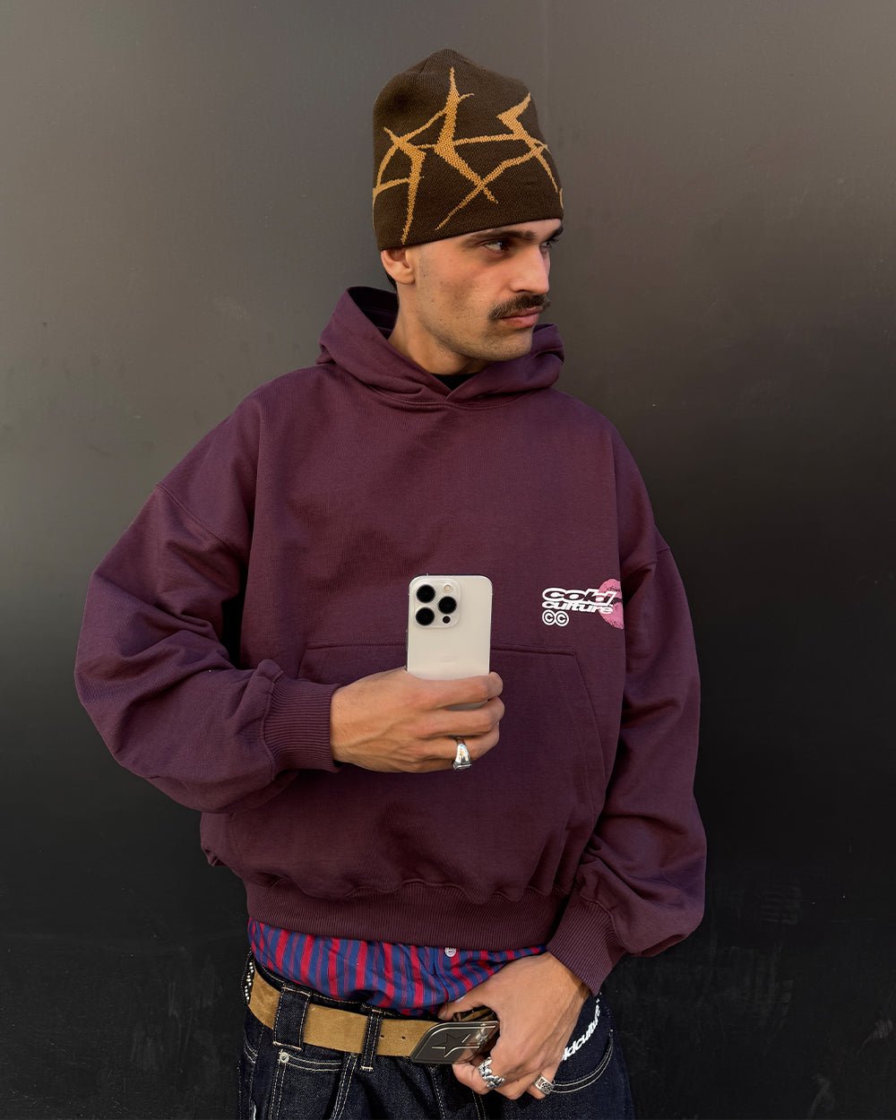 LIP COMBO HOODIE DARK BURGUNDY - COLD CULTURE