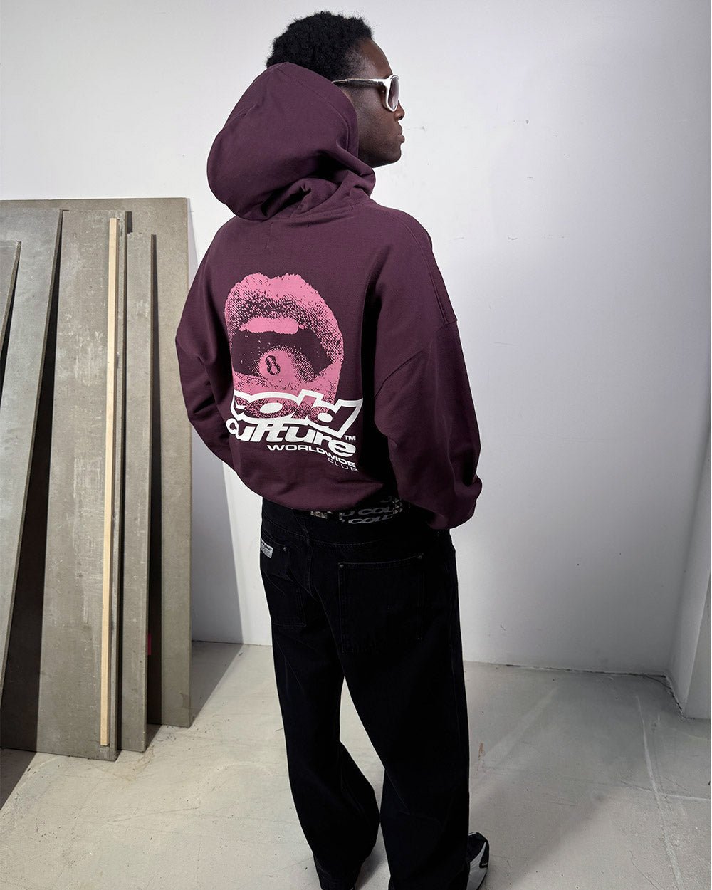 LIP COMBO HOODIE DARK BURGUNDY - Cold Culture