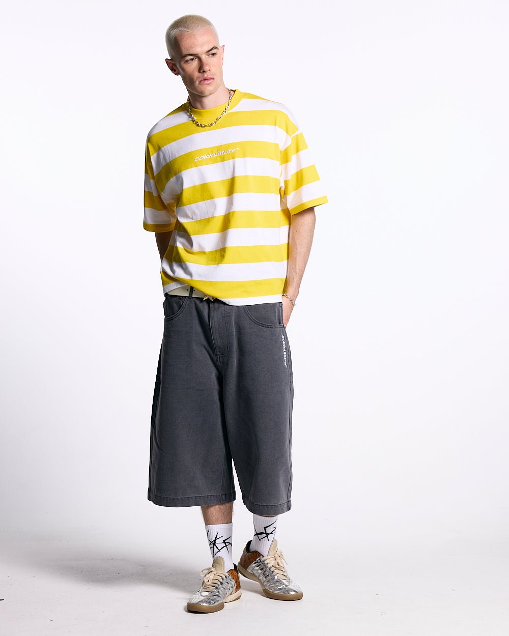 LOLLY ICE TEE WHITE AND YELLOW STRIPES - COLD CULTURE