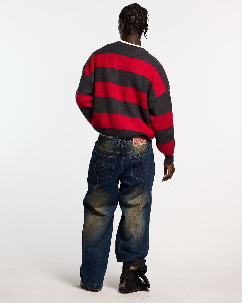 FLUFFY FUR KNIT BLACK & RED