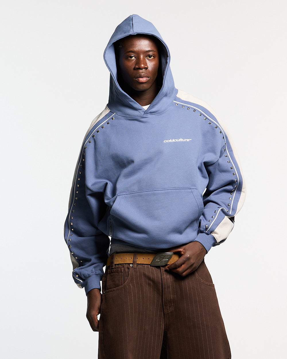 SCRIPT STUDS HOODIE BLUE