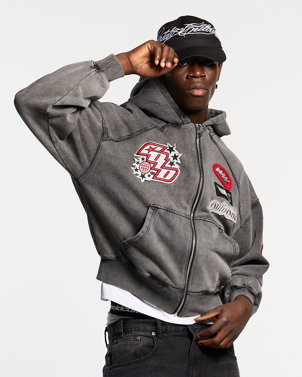 WALKER ZIP HOODIE WASHED BLACK